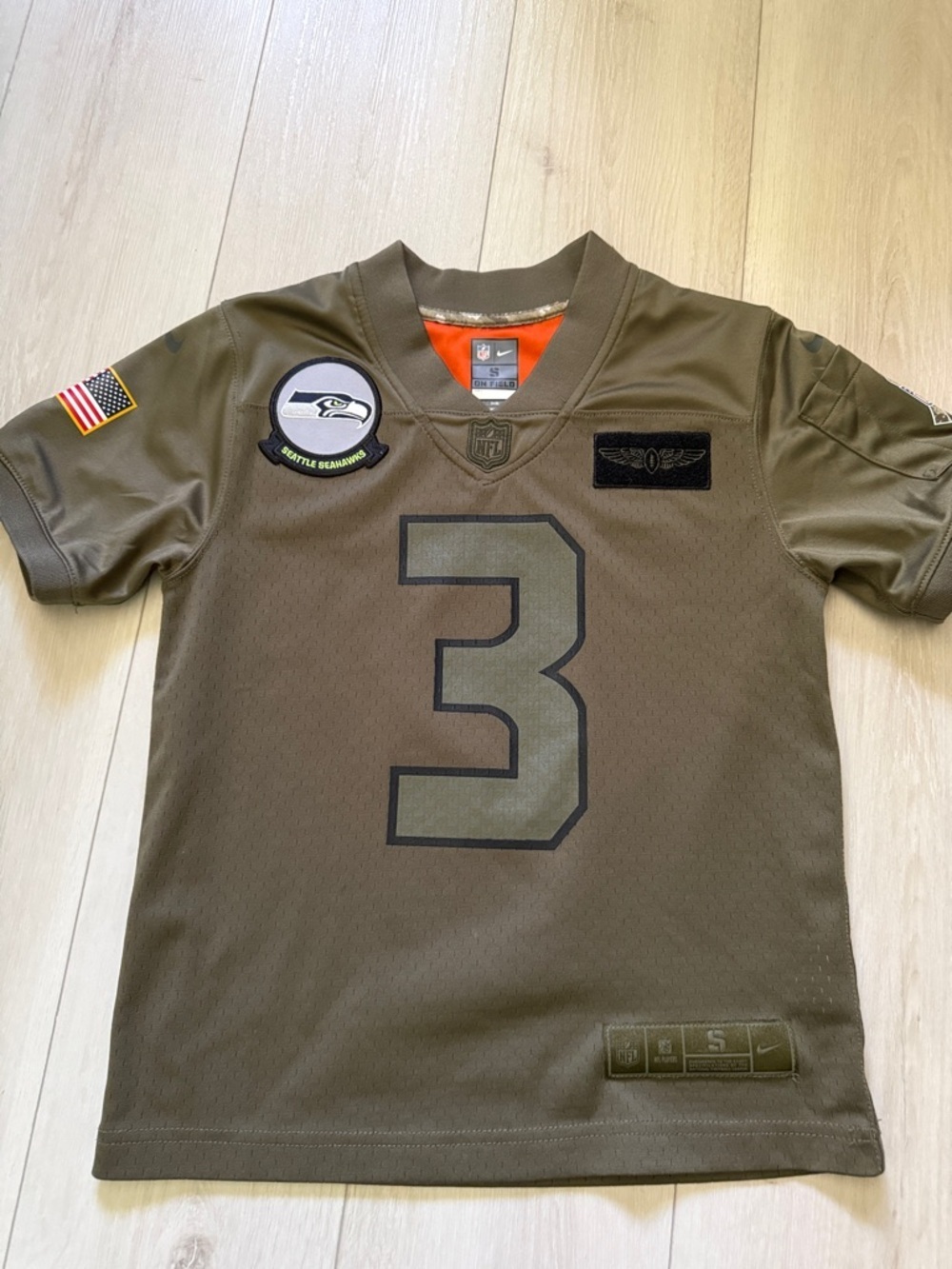 Nike NFL Kids Olive Salute to Soldiers #3 Seattle Seahawks Jersey-Russell Wilson